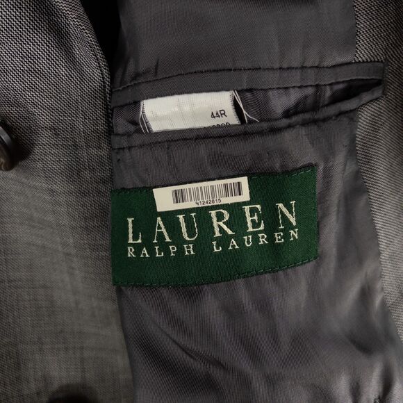 Lauren Ralph Lauren Men's 44R Gray Suit Jacket Blazer 3 Button 100% Wool Classic - Picture 10 of 11